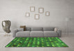 Machine Washable Abstract Green Modern Area Rugs in a Living Room,, wshabs4979grn