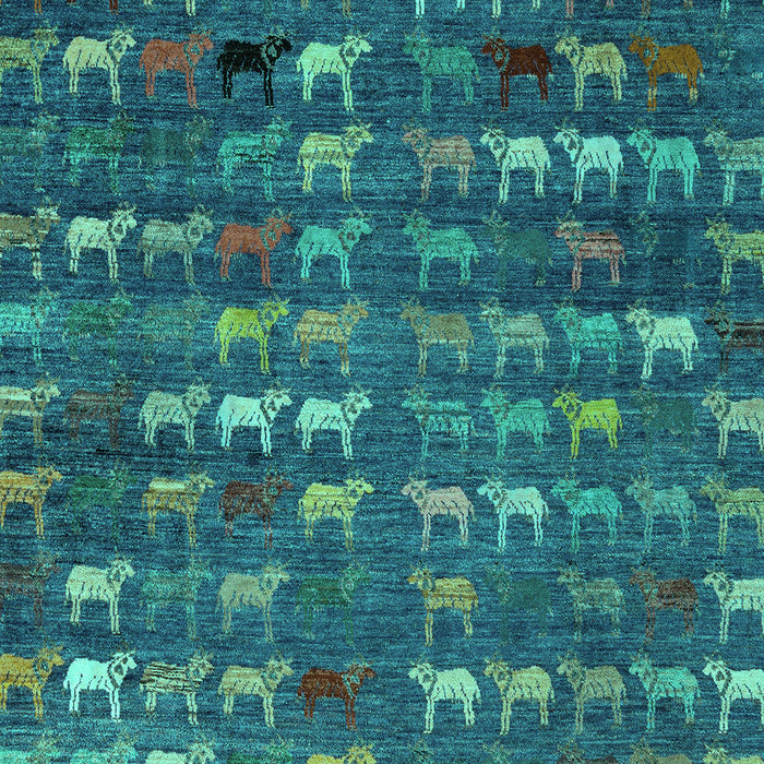 Machine Washable Abstract Turquoise Modern Area Rugs, wshabs4979turq