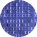 Round Abstract Blue Modern Rug, abs4979blu