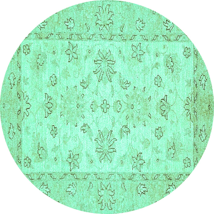 Round Oriental Turquoise Traditional Rug, abs497turq