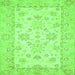 Square Machine Washable Oriental Green Traditional Area Rugs, wshabs497grn