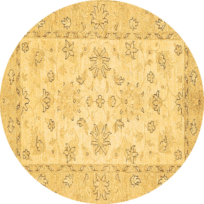 Round Machine Washable Oriental Brown Traditional Rug, wshabs497brn