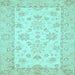 Square Oriental Light Blue Traditional Rug, abs497lblu