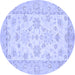 Round Oriental Blue Traditional Rug, abs497blu