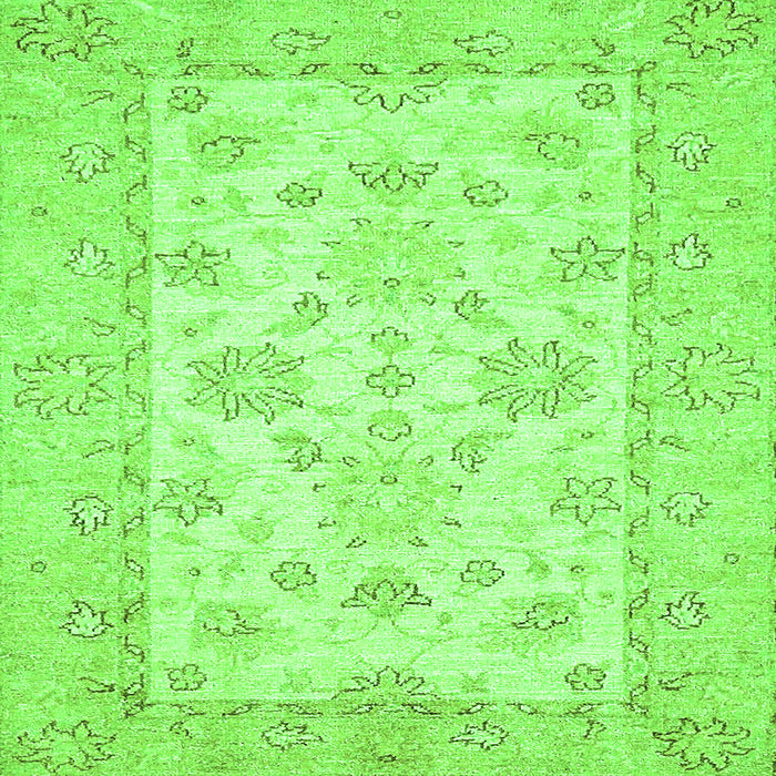 Square Oriental Green Traditional Rug, abs497grn