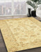 Abstract Yellow Oriental Rug in Family Room, abs497