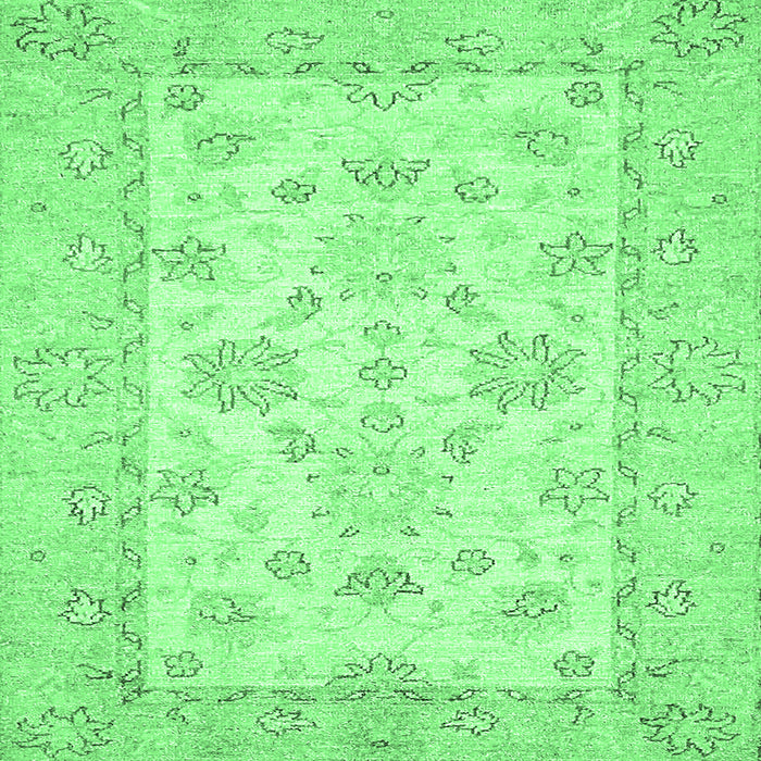 Square Machine Washable Oriental Emerald Green Traditional Area Rugs, wshabs497emgrn