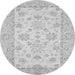 Round Machine Washable Oriental Gray Traditional Rug, wshabs497gry