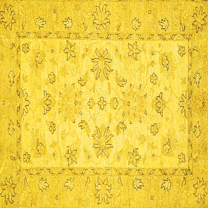 Square Oriental Yellow Traditional Rug, abs497yw