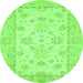 Round Oriental Green Traditional Rug, abs497grn