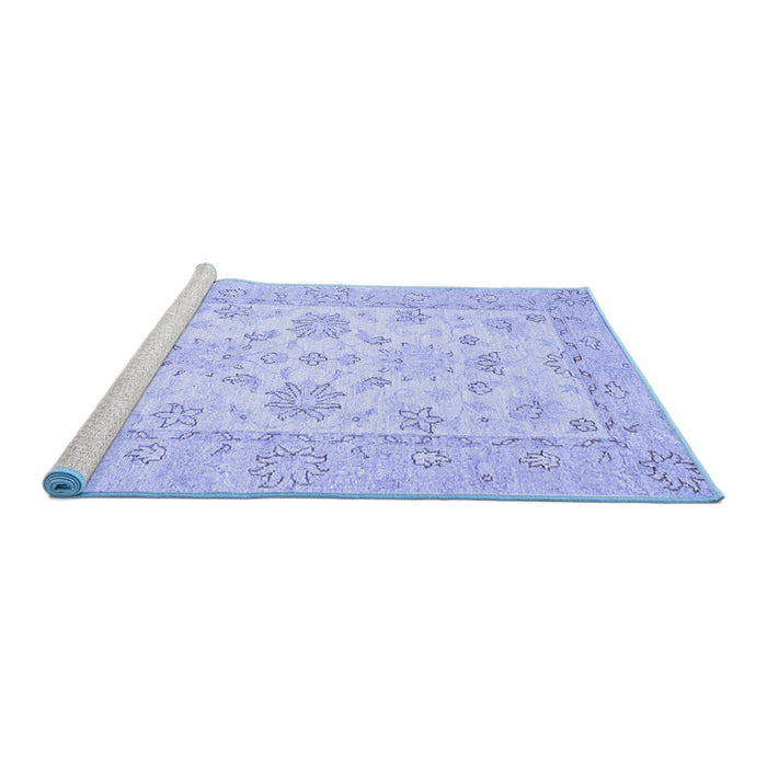 Sideview of Machine Washable Oriental Blue Traditional Rug, wshabs497blu