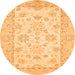 Round Machine Washable Oriental Orange Traditional Area Rugs, wshabs497org