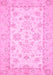 Machine Washable Oriental Pink Traditional Rug, wshabs497pnk