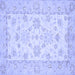 Square Machine Washable Oriental Blue Traditional Rug, wshabs497blu