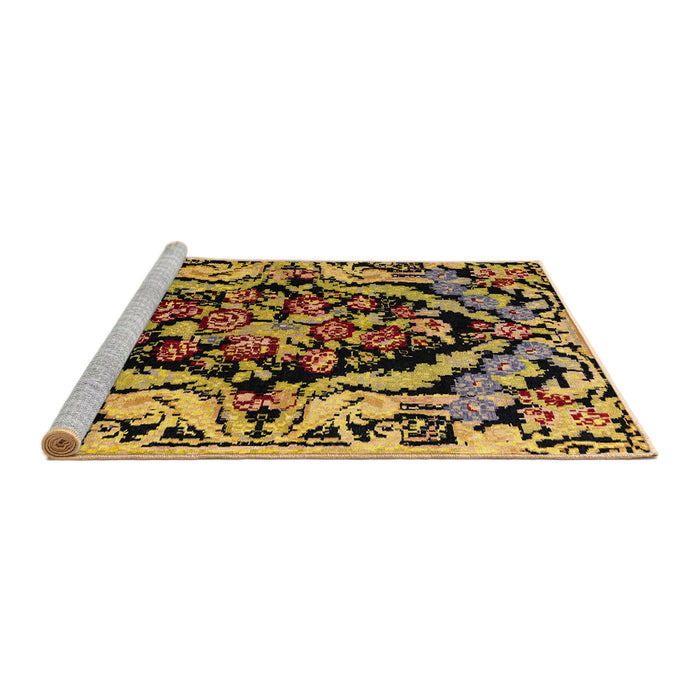Sideview of Machine Washable Abstract Bakers Brown Rug, wshabs4980