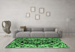 Machine Washable Abstract Emerald Green Modern Area Rugs in a Living Room,, wshabs4980emgrn