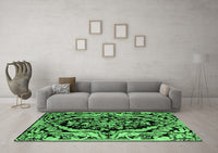 Machine Washable Abstract Emerald Green Modern Rug, wshabs4980emgrn