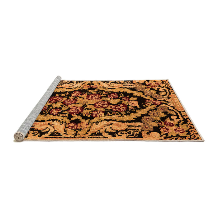 Sideview of Machine Washable Abstract Orange Modern Area Rugs, wshabs4980org