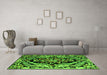 Machine Washable Abstract Green Modern Area Rugs in a Living Room,, wshabs4980grn