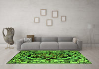 Machine Washable Abstract Green Modern Rug, wshabs4980grn