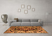 Machine Washable Abstract Orange Modern Area Rugs in a Living Room, wshabs4980org