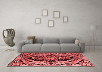 Machine Washable Abstract Red Modern Rug, wshabs4980red