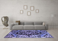 Machine Washable Abstract Blue Modern Rug, wshabs4980blu