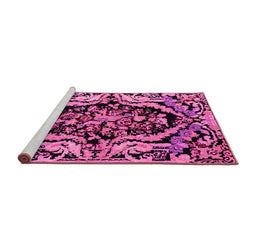 Sideview of Machine Washable Abstract Pink Modern Rug, wshabs4980pnk