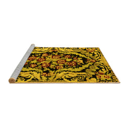 Sideview of Machine Washable Abstract Yellow Modern Rug, wshabs4980yw