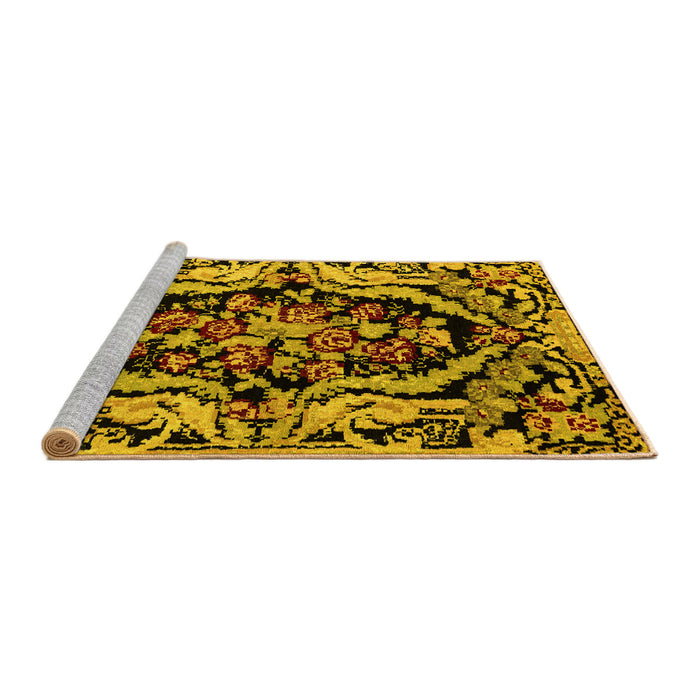Sideview of Machine Washable Abstract Yellow Modern Rug, wshabs4980yw