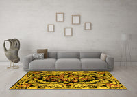 Machine Washable Abstract Yellow Modern Rug, wshabs4980yw