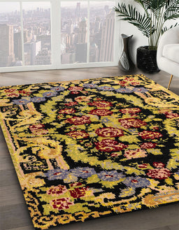 Machine Washable Abstract Bakers Brown Rug in a Family Room, wshabs4980