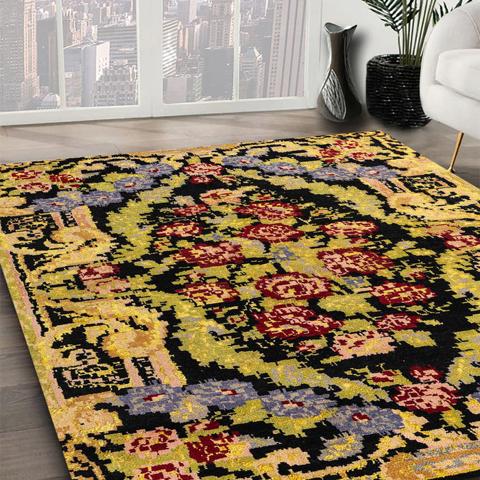 Machine Washable Abstract Bakers Brown Rug in a Family Room, wshabs4980