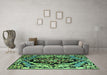 Machine Washable Abstract Turquoise Modern Area Rugs in a Living Room,, wshabs4980turq