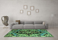 Machine Washable Abstract Turquoise Modern Rug, wshabs4980turq