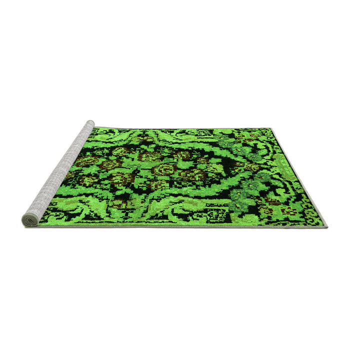 Sideview of Machine Washable Abstract Green Modern Area Rugs, wshabs4980grn