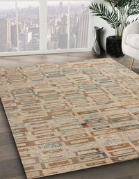 Abstract Dark Almond Brown Modern Rug, abs4981