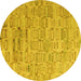 Round Machine Washable Abstract Yellow Modern Rug, wshabs4981yw