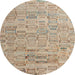 Round Machine Washable Abstract Dark Almond Brown Rug, wshabs4981