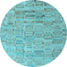 Round Abstract Light Blue Modern Rug, abs4981lblu