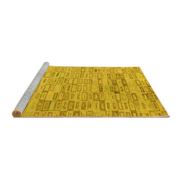 Sideview of Machine Washable Abstract Yellow Modern Rug, wshabs4981yw