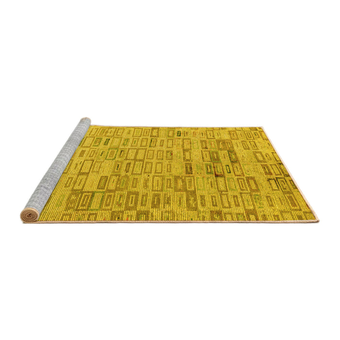 Sideview of Machine Washable Abstract Yellow Modern Rug, wshabs4981yw