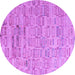 Round Machine Washable Abstract Purple Modern Area Rugs, wshabs4981pur