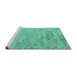 Sideview of Machine Washable Abstract Turquoise Modern Area Rugs, wshabs4981turq