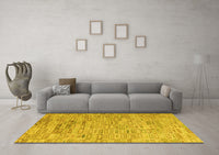 Machine Washable Abstract Yellow Modern Rug, wshabs4981yw