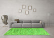 Machine Washable Abstract Green Modern Area Rugs in a Living Room,, wshabs4981grn