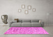 Machine Washable Abstract Pink Modern Rug in a Living Room, wshabs4981pnk