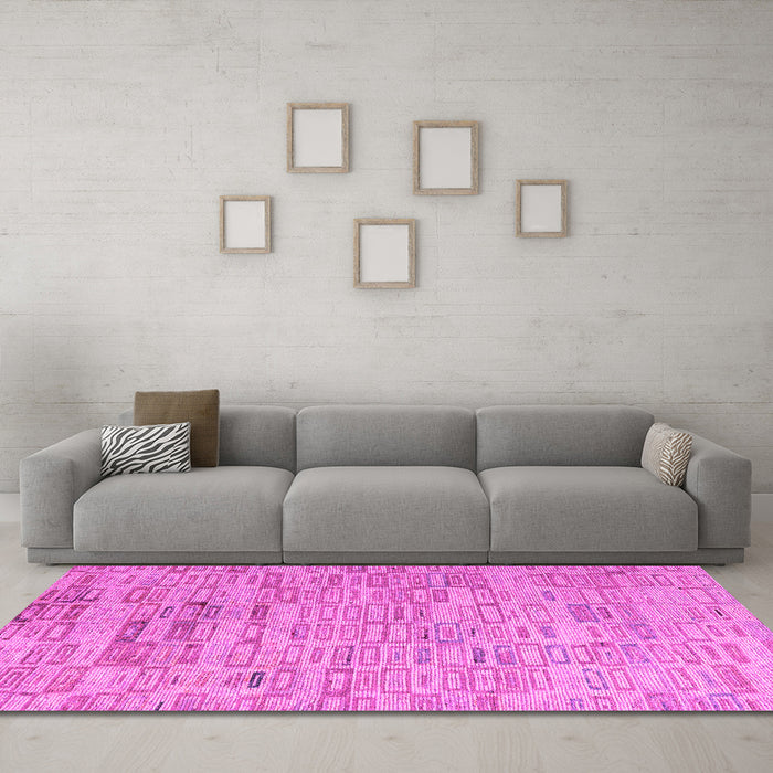Machine Washable Abstract Pink Modern Rug in a Living Room, wshabs4981pnk