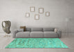 Machine Washable Abstract Turquoise Modern Area Rugs in a Living Room,, wshabs4981turq