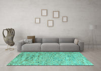 Machine Washable Abstract Turquoise Modern Rug, wshabs4981turq